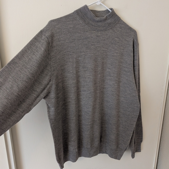 Paul Frederick Men Large 100% Extra Fine Merino Wool Sweater Gray Grunge Grandpa - Picture 4 of 7